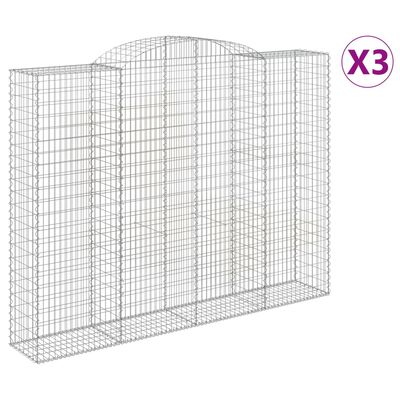 vidaXL 3 db íves horganyzott vas gabion kosár 300x50x220/240 cm