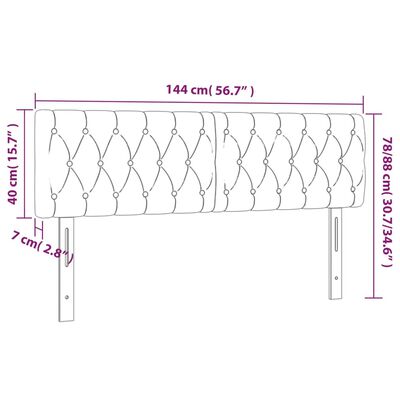 vidaXL 2 db világosszürke szövet fejtámla 72 x 7 x 78/88 cm