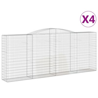 vidaXL 4 db íves horganyzott vas gabion kosár 400x50x160/180 cm