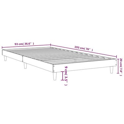 vidaXL fekete szerelt fa ágykeret 90 x 190 cm