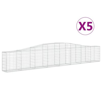 vidaXL 5 db íves horganyzott vas gabion kosár 400x30x60/80 cm