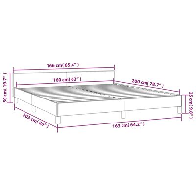 vidaXL sötétbarna szövet ágykeret matrac nélkül 160 x 200 cm