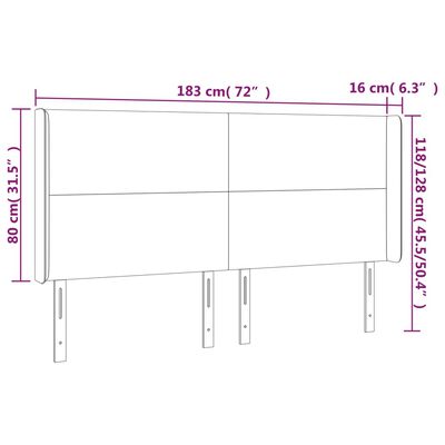 vidaXL fehér műbőr LED-es fejtámla 183x16x118/128 cm