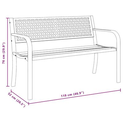 vidaXL fekete acél kerti pad 119 cm