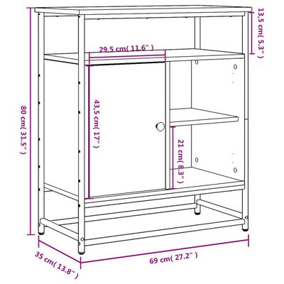 vidaXL füstös tölgy színű szerelt fa tálalószekrény 60 x 35 x 80 cm