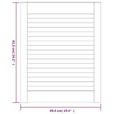 vidaXL 2 db fehér tömör fenyőfa lamellás szekrényajtó 61,5 x 49,4 cm