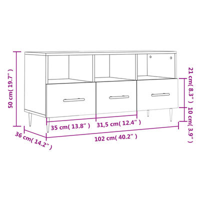 vidaXL fehér magasfényű szerelt fa TV-szekrény 102x36x50 cm