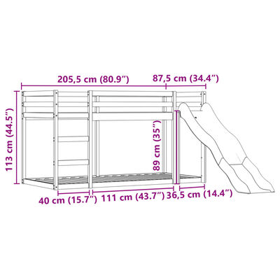 vidaXL rózsaszín emeletes ágy csúszdával és függönnyel 80 x 200 cm