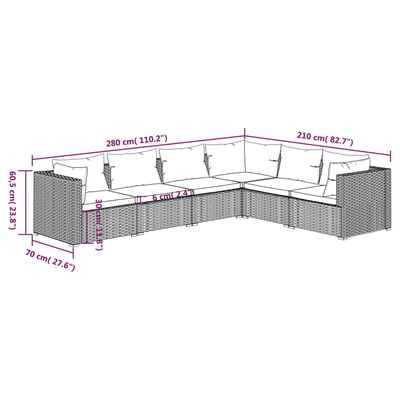 vidaXL 6 részes szürke polyrattan kerti ülőgarnitúra párnákkal