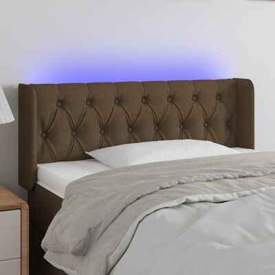 vidaXL sötétbarna szövet LED-es fejtámla 103 x 16 x 78/88 cm