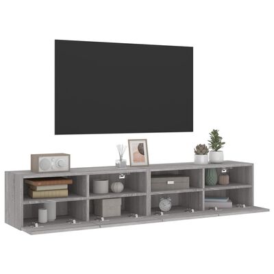 vidaXL 2 db szürke sonoma szerelt fa fali TV-szekrény 80 x 30 x 30 cm