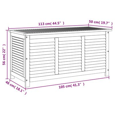 vidaXL tömör akácfa kerti tárolóláda zsaluval 113 x 50 x 56 cm