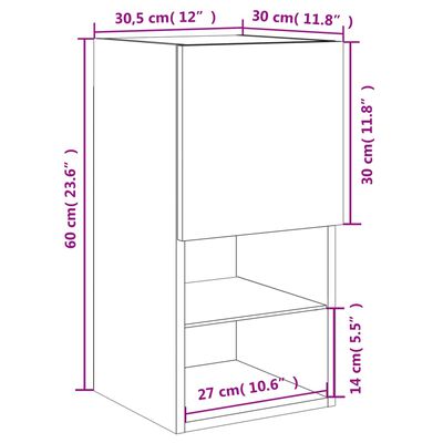 vidaXL 2 db barna tölgyszínű TV-szekrény LED-lámpákkal 30,5x30x60 cm