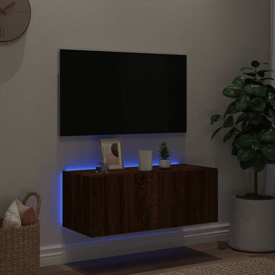 vidaXL barna tölgyszínű fali TV-szekrény LED-del 80x35x31 cm