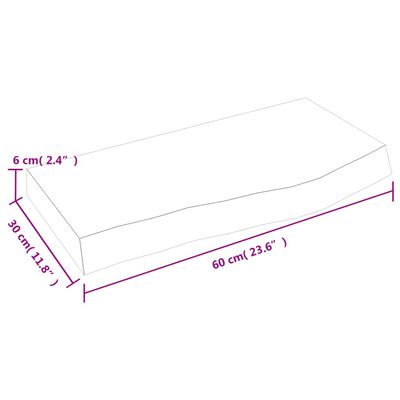 vidaXL világosbarna kezelt tömör fa fürdőszobai pult 60x30x(2-6) cm