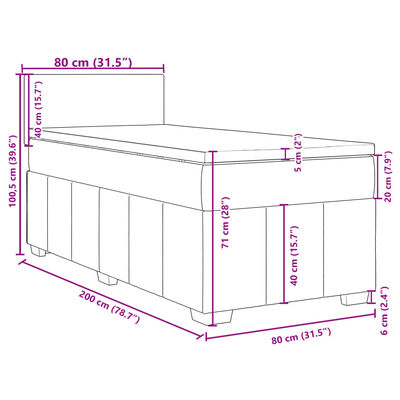 vidaXL krémszínű szövet rugós ágy matraccal 80 x 200 cm