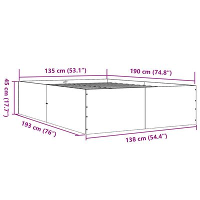 vidaXL fekete szerelt fa ágykeret 135 x 190 cm