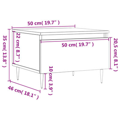 vidaXL 2 db barna tölgyszínű szerelt fa dohányzóasztal 50 x 46 x 35 cm