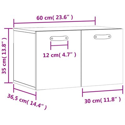 vidaXL fekete szerelt fa faliszekrény 60 x 36,5 x 35 cm