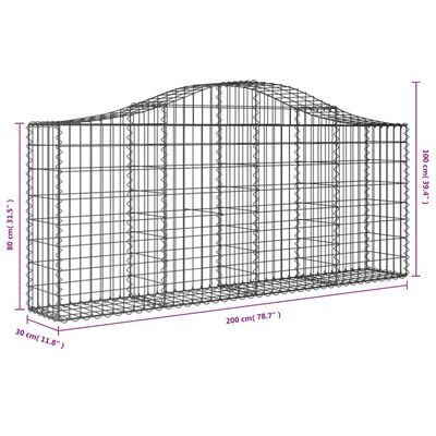 vidaXL 3 db íves horganyzott vas gabion kosár 200x30x80/100 cm