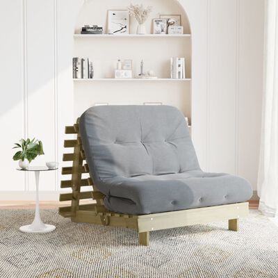 vidaXL tömör impregnált fenyőfa futon kanapéágy matraccal 100x206x11cm