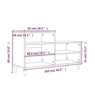 vidaXL fekete szerelt fa cipősszekrény 102x36x60 cm