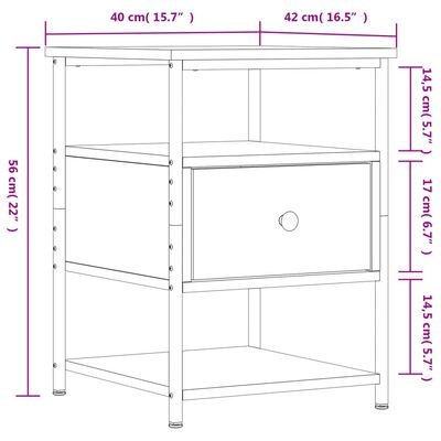 vidaXL 2 db sonoma tölgy színű szerelt fa éjjeliszekrény 40x42x56 cm