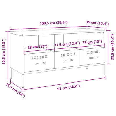 vidaXL rózsaszín acél TV-szekrény 100,5 x 39 x 50,5 cm