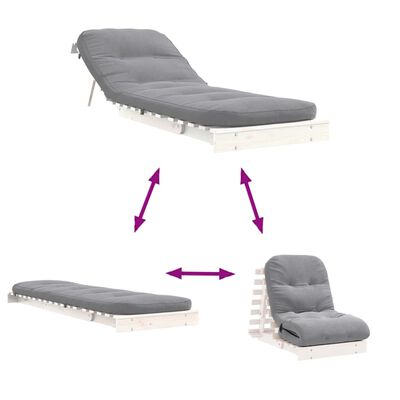 vidaXL fehér tömör fenyőfa futon kanapéágy matraccal 70 x 206 x 11 cm