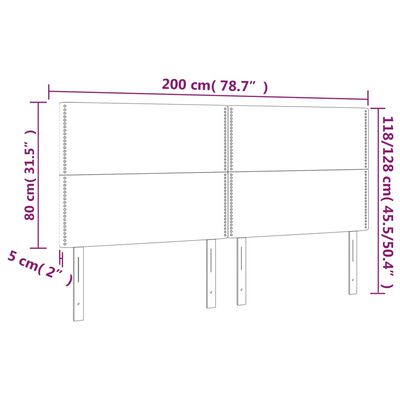 vidaXL szürke műbőr LED-es fejtámla 200x5x118/128 cm