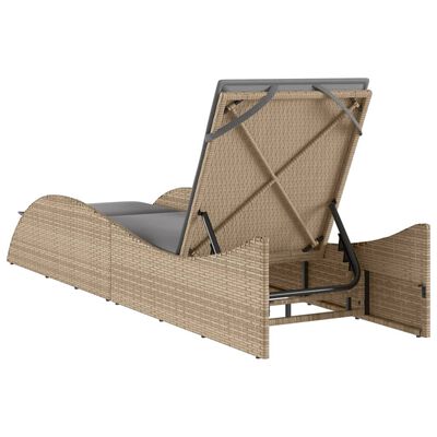 vidaXL bézs polyrattan napozóágy párnával 60x205x73 cm