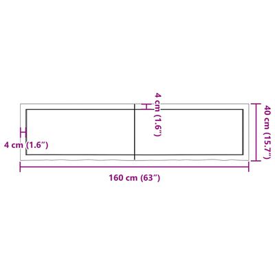 vidaXL sötétbarna kezelt tömör tölgyfa fali polc 160 x 40 x (2-4) cm