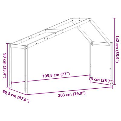 vidaXL tömör fenyőfa gyerekágytető 203 x 80,5 x 142 cm