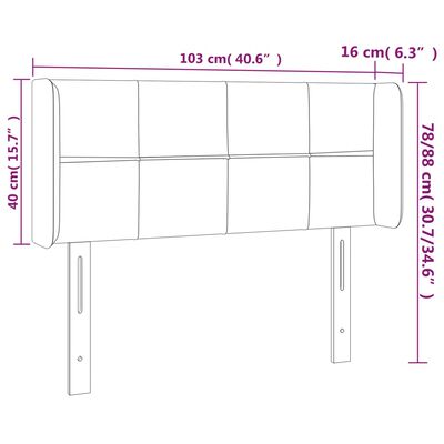 vidaXL világosszürke bársony fejtámla 103x16x78/88 cm