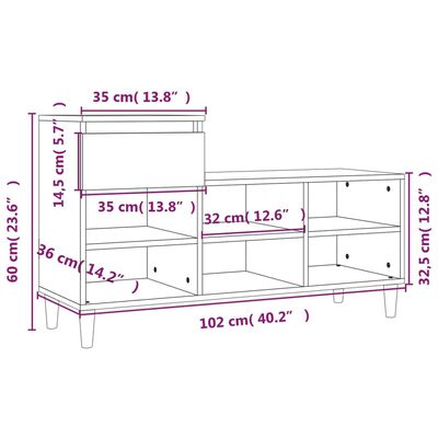 vidaXL sonoma tölgy színű szerelt fa cipőszekrény 102x36x60 cm