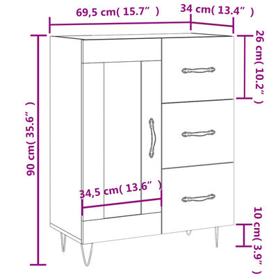 vidaXL barna tölgy színű szerelt fa tálalószekrény 69,5 x 34 x 90 cm