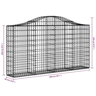 vidaXL 5 db íves horganyzott vas gabion kosár 200x30x100/120 cm