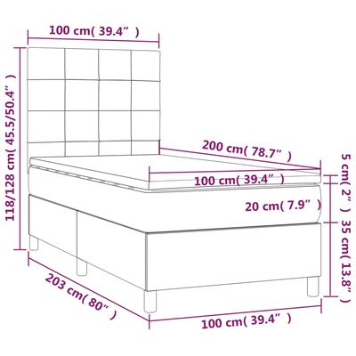 vidaXL rózsaszín bársony rugós ágy matraccal 100 x 200 cm