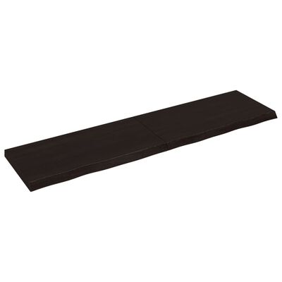 vidaXL sötétbarna kezelt tömör fa fürdőszobai pult 200x50x(2-6) cm