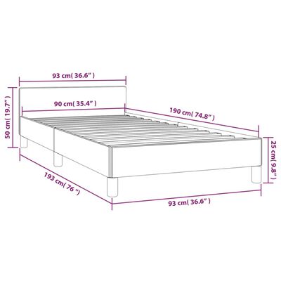 vidaXL sötéts szövet ágykeret fejtámlával 90 x 190 cm