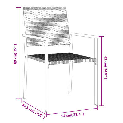 vidaXL 7 részes polyrattan és acél kerti étkezőgarnitúra