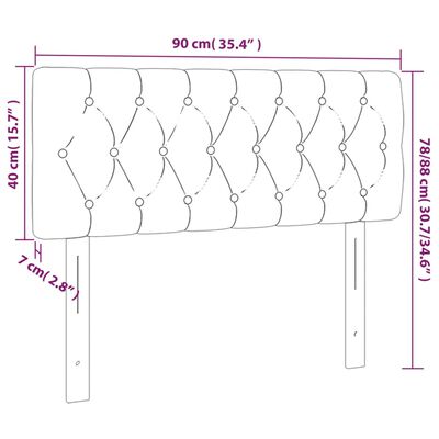 vidaXL sötétszürke bársony fejtámla 90x7x78/88 cm