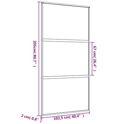 vidaXL aranyszínű ESG tejüveg és alumínium tolóajtó 102,5 x 205 cm