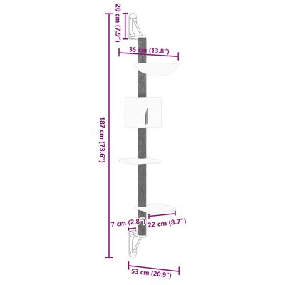 vidaXL világosszürke falra szerelhető kaparófa 187 cm