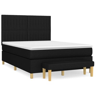 vidaXL fekete szövet rugós ágy matraccal 140 x 200 cm