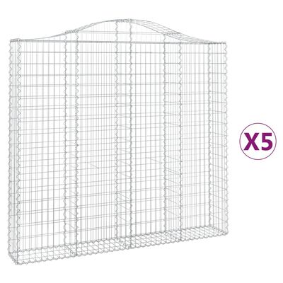 vidaXL 5 db íves horganyzott vas gabion kosár 200x30x180/200 cm