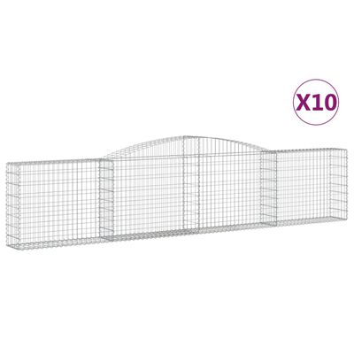 vidaXL 10 db íves horganyzott vas gabion kosár 400x30x80/100 cm