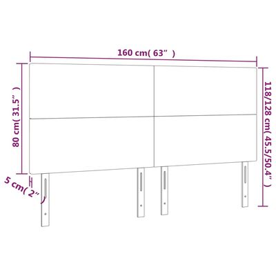 vidaXL cappuccino műbőr LED-es fejtámla 160x5x118/128 cm