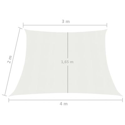 vidaXL fehér HDPE napvitorla 160 g/m² 3/4 x 2