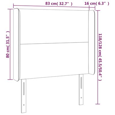 vidaXL fekete műbőr LED-es fejtámla 83x16x118/128 cm